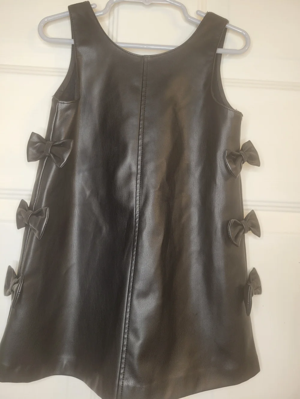 Zara Black Faux Leather A-Line Dress with Side Bows